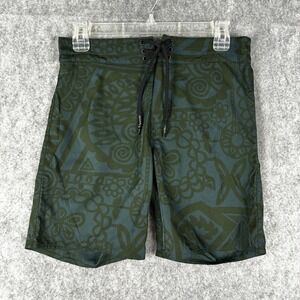 Outerknown Board Shorts Men 28 Green Evolution Swim Trunk Aloha‎ Pine Tribal